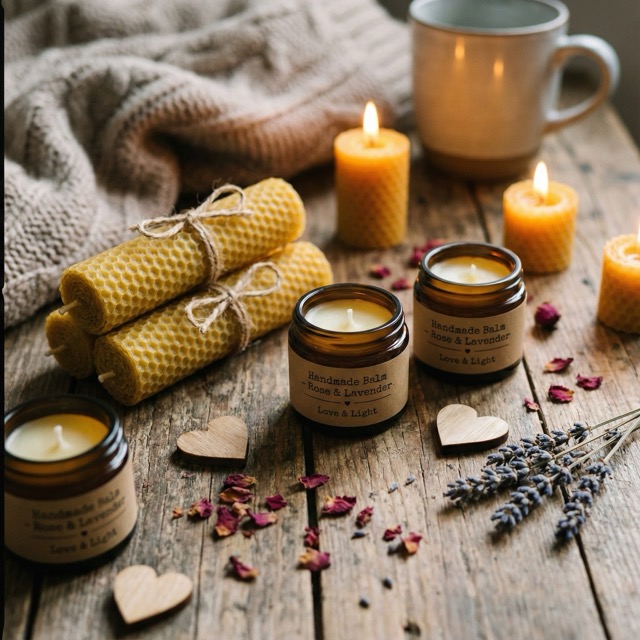 Bougies de massage et cadeaux faits avec amour